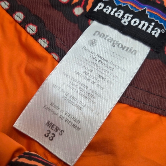 Men's Patagonia Leaves Print Embroidered Spellout All Over Print Swimtrunks 33 - Picture 4 of 8